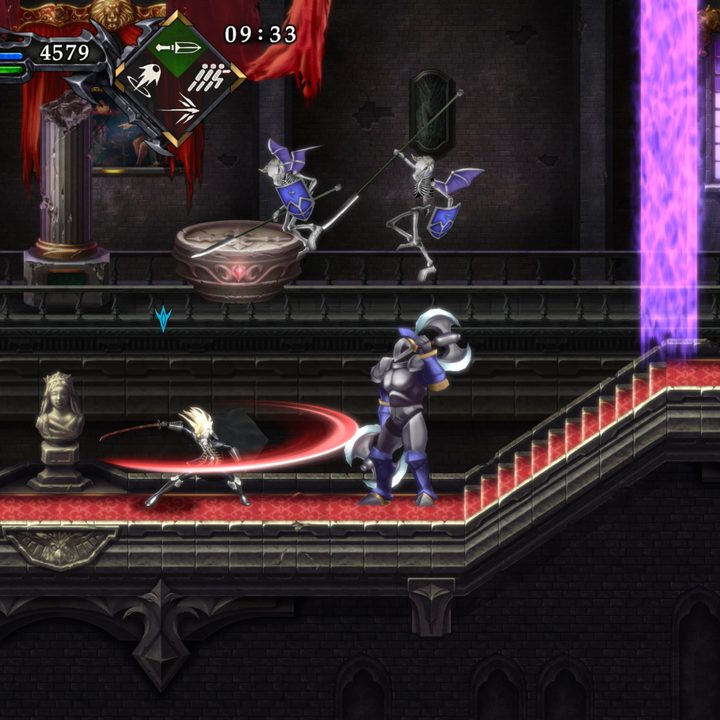 A Belmont slashes a monster in Castlevania: Grimoire of Souls.