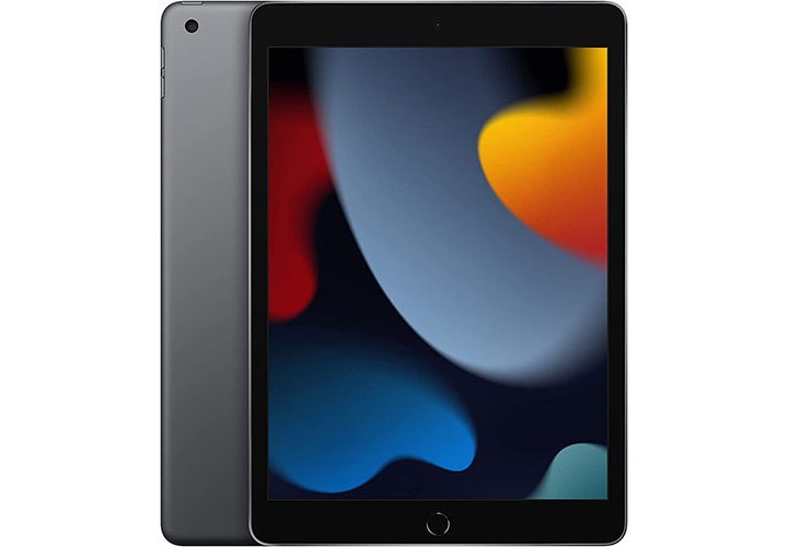 The 2021 Apple iPad 10.2 on a white background.