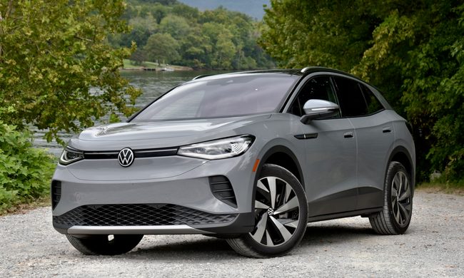 A 2021 Volkswagen ID.4 AWD front three quarter view.