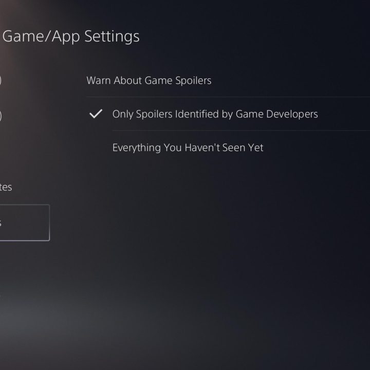Disabling spoilers on PS5.