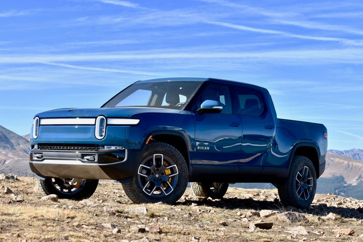 Blue Rivian R1T