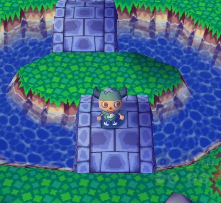 A player stands on a bridge in Animal Crossing.