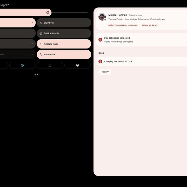 Android 12.1's notification center.