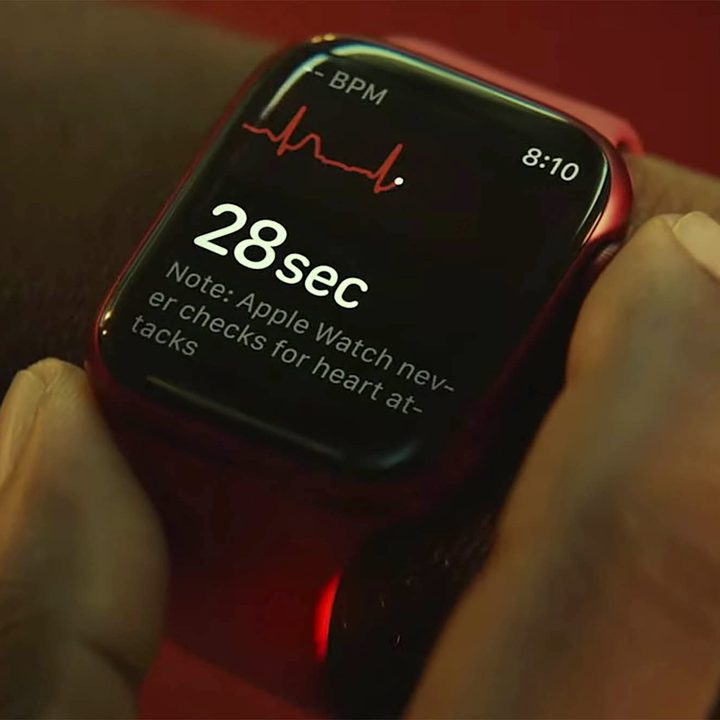 Person checking heart rate on the all new Apple Watch Series 7.