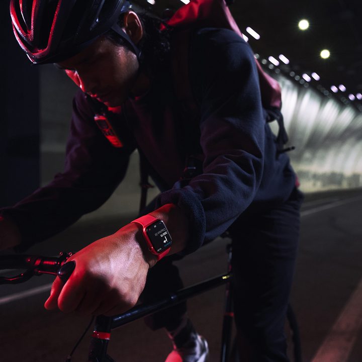 Apple Watch Series 7 cyclist.