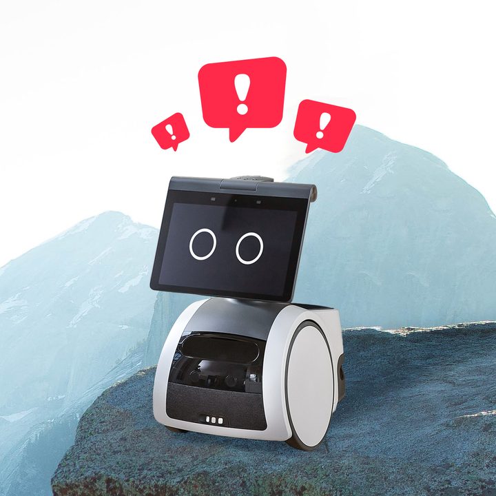 Amazon Astro home robot on a cliff