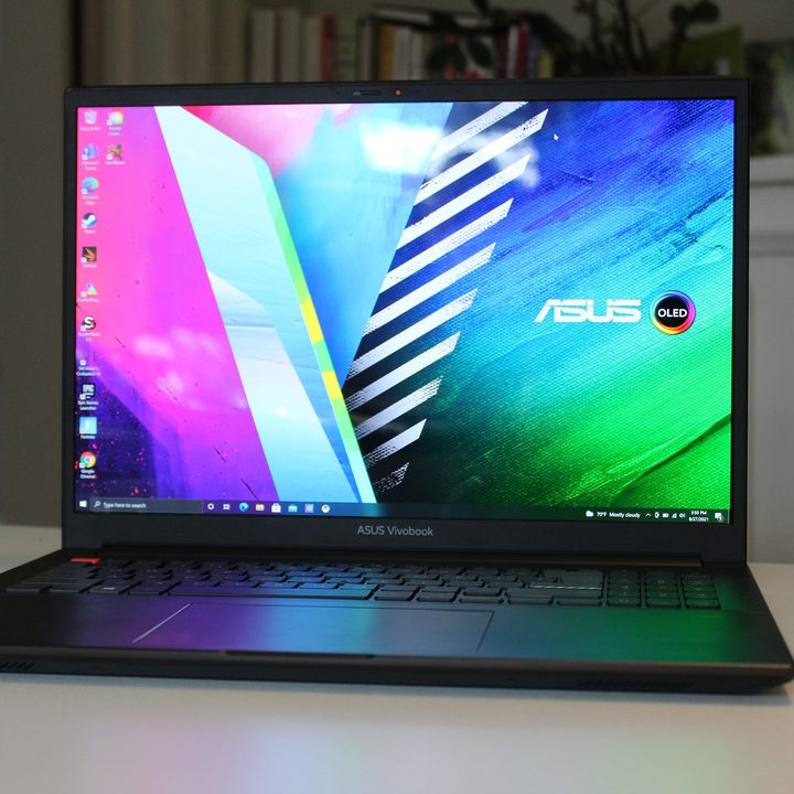 Asus Vivobook OLED on a desk.