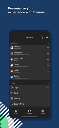 Bitwarden's password vault themes.