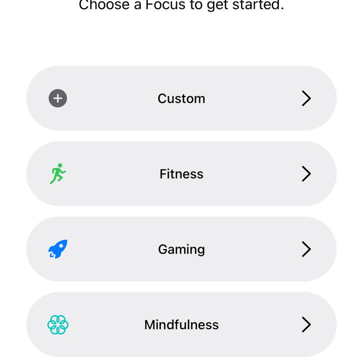 Choosing a type of Focus.