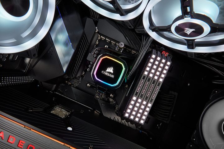 Corsair iCUE H100i AIO Cooler in a PC.