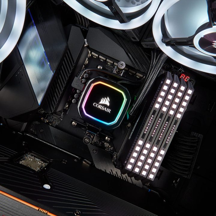 Corsair iCUE H100i AIO Cooler in a PC.