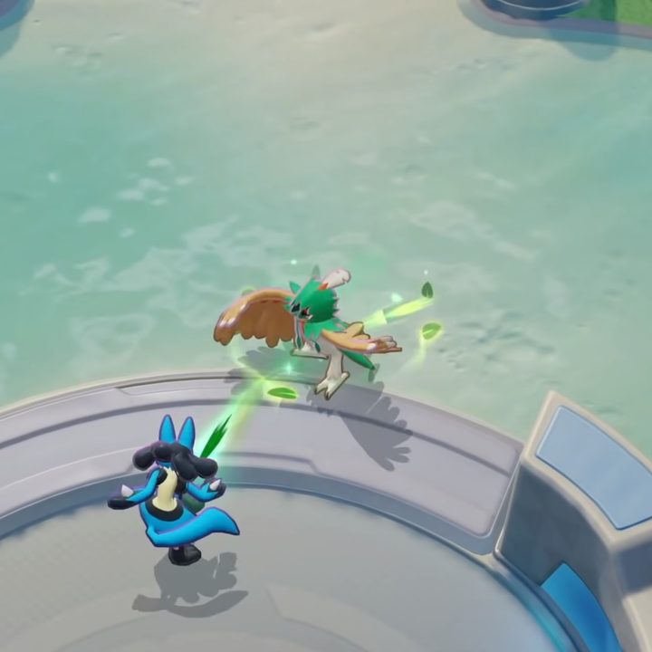 Decidueye attacking in Pokemon Unite