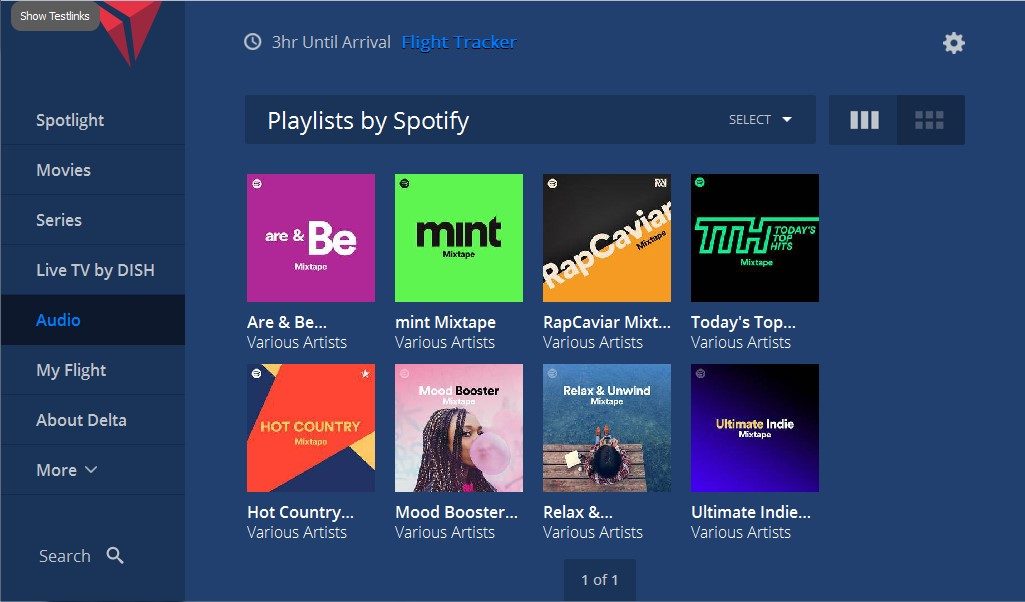 Spotify on Delta Air Lines In-Flight Entertainment.