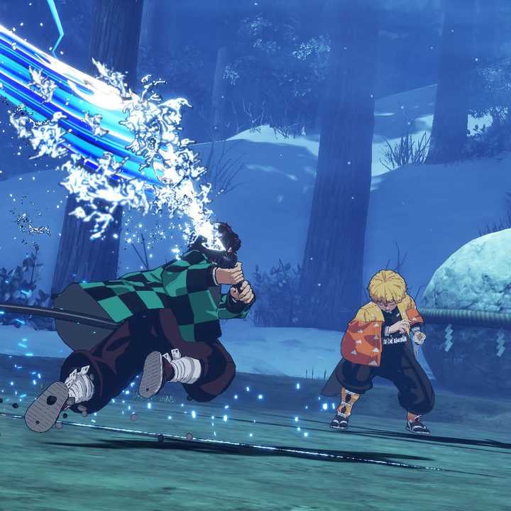 Tanjiro charging at Zenitsu.