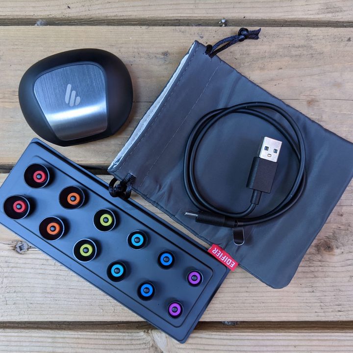 Edifier NeoBuds Pro box contents.