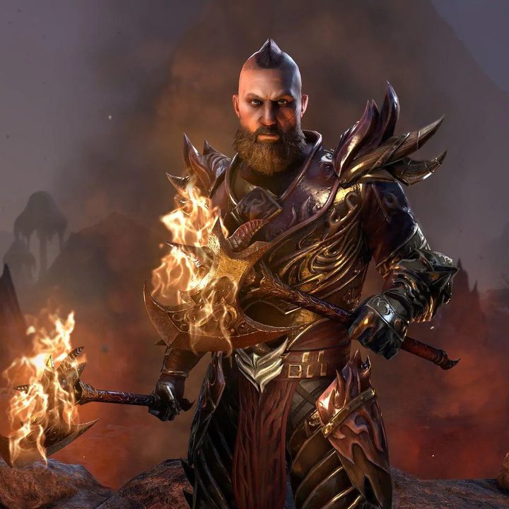 Dragonknight close-up in ESO.