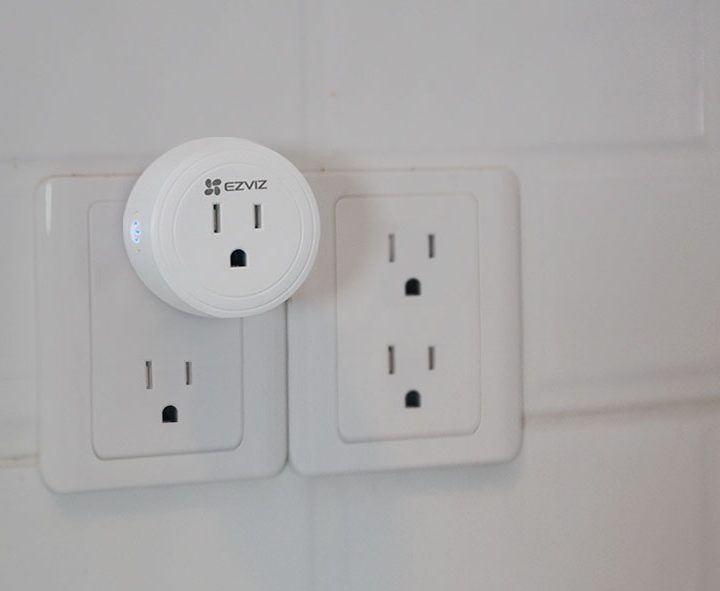 The EZVIZ T30 smart plug only takes up one outlet in your wall plug.