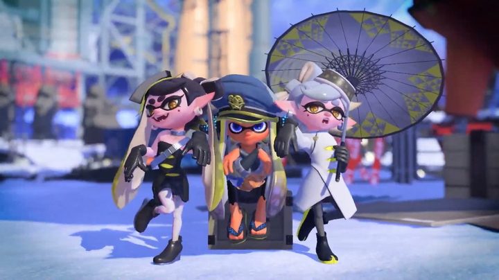 Three inklings model new fashion in Splatoon 3.