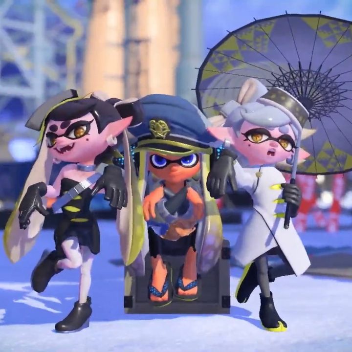 Three inklings model new fashion in Splatoon 3.