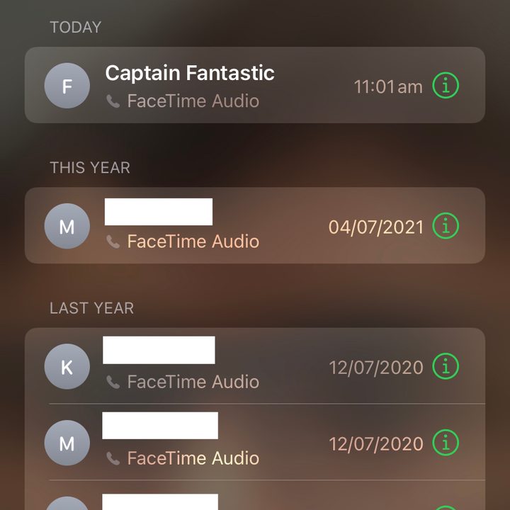 iPhone FaceTime screen.