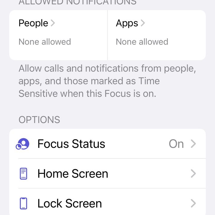 Set up Focus from Settings for people and apps.