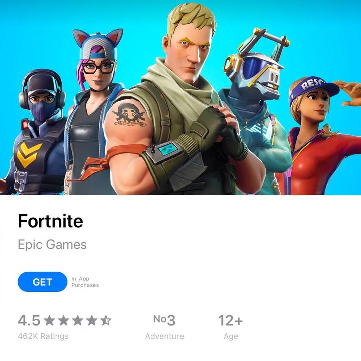 Fortnite on the app store.