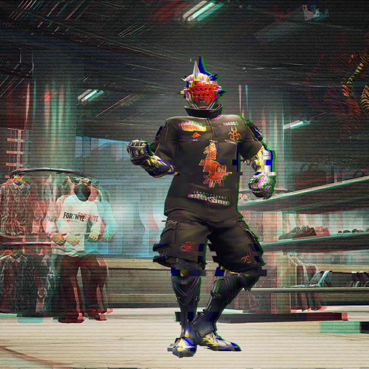 A characetr in Balenciaga clothing dances in Fortnite.