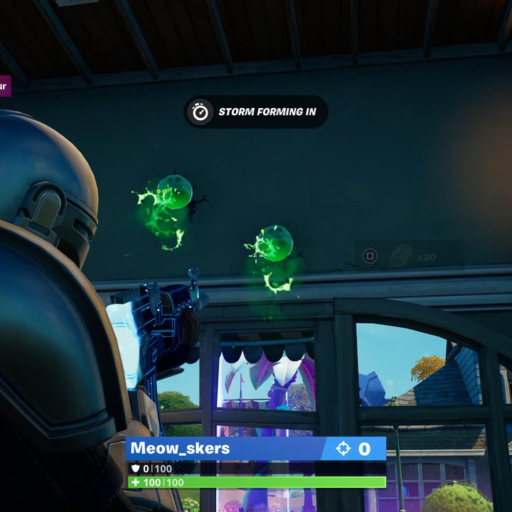 Destroying eggs in Fortnite.