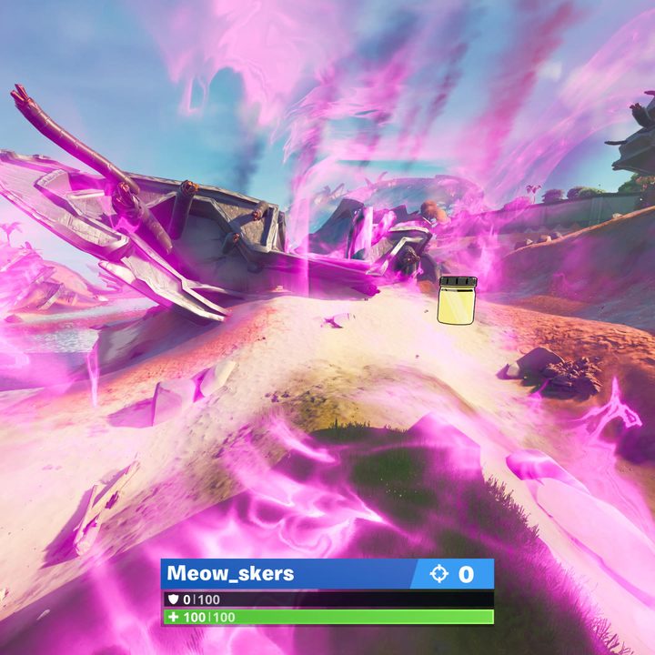 Wreckage west of Pleasant Park Color Bottle location in Fortnite.