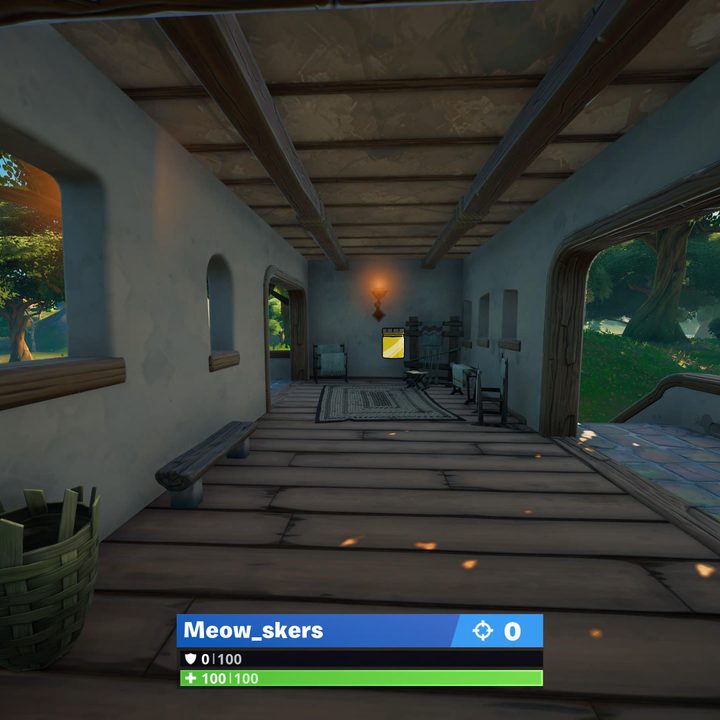 Weeping Woods bridge Color Bottle location in Fortnite.