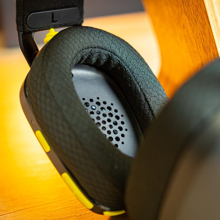 Ear cushions on the Logitech G435 gaming headset.