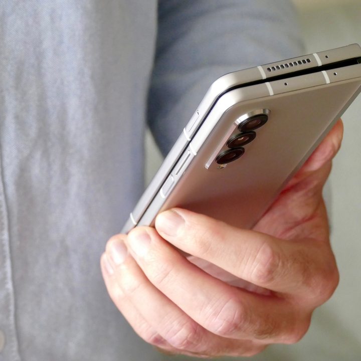 A closed Galaxy Z Fold 3.