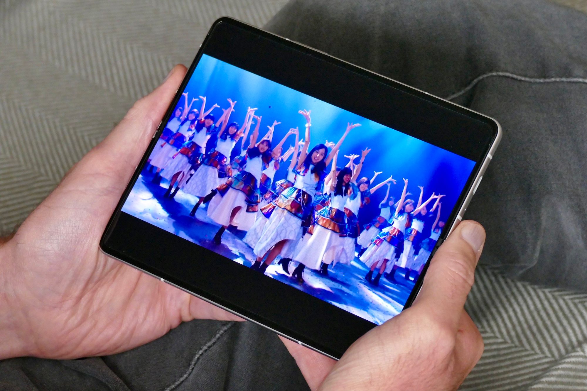 Video playing on the open Galaxy Z Fold 3.