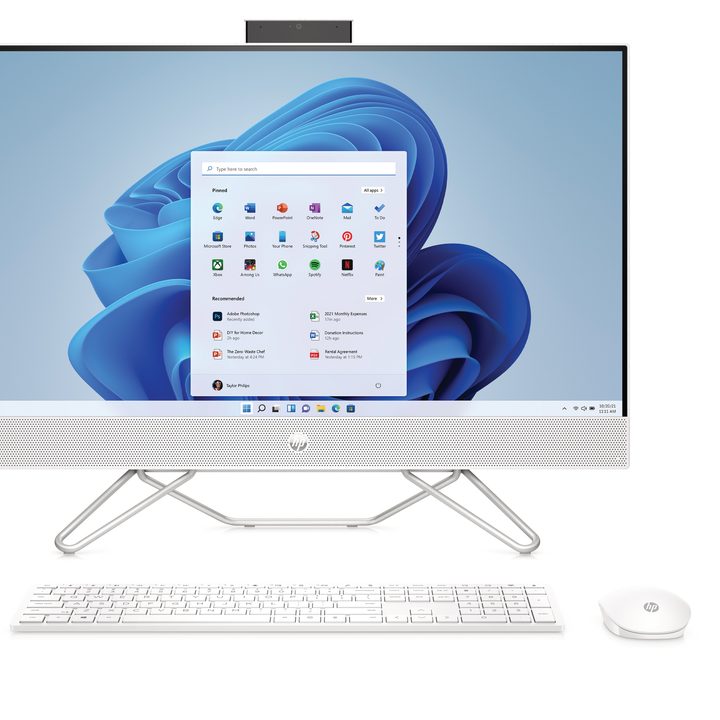 A pop-up webcam on the HP 27 AiO helps protect privacy.