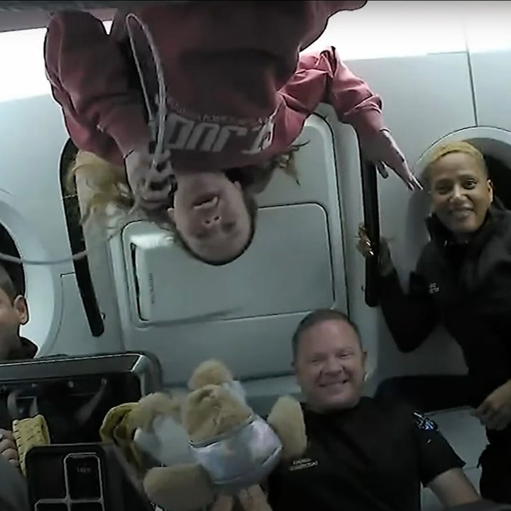 The Inspiration4 crew in space.