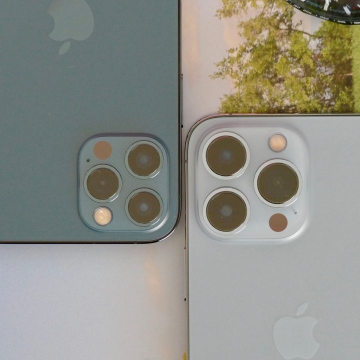 The iPhone 12 Pro and iPhone 13 Pro's camera modules.