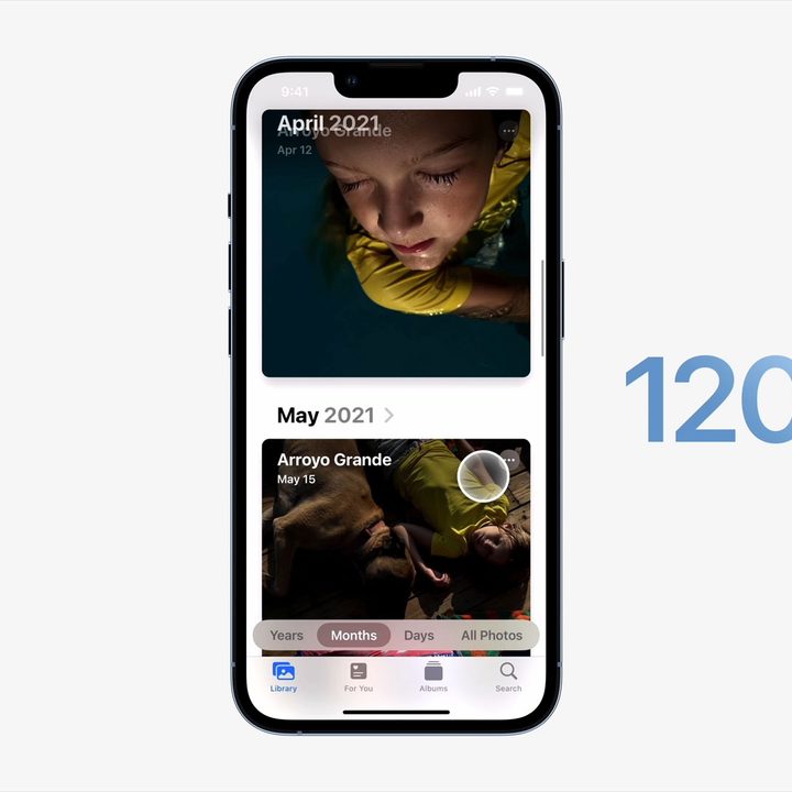 Apple's iPhone 13 Pro showing ProMotion in action running at up to 120Hz.