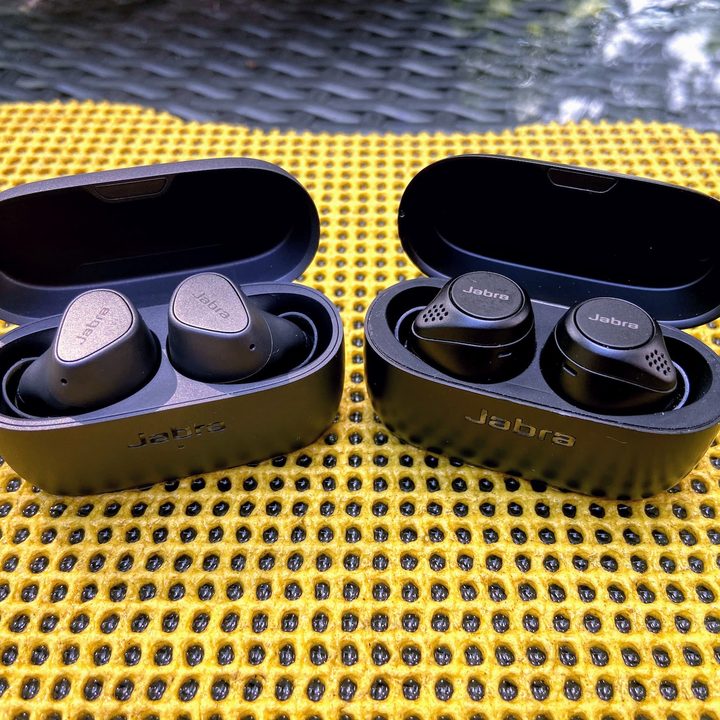 Jabra Elite 3 true wireless earbuds seen next to Jabra Elite 75t.