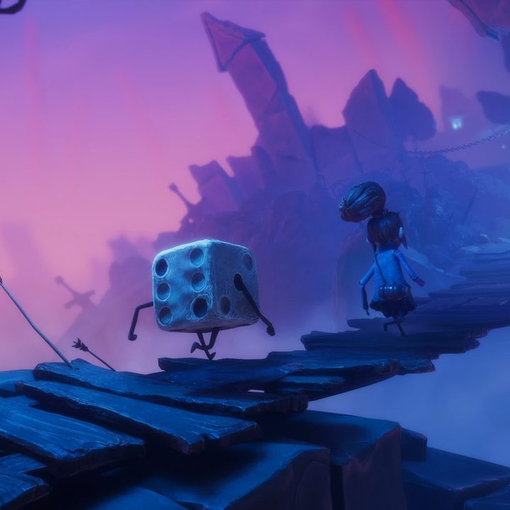 Even and Dicey run across a bridge.
