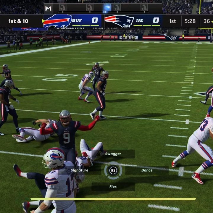 The celebration wheel pop-up after a big play in Madden 22.