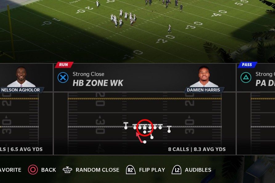 The offense lines up in the middle of the field in Madden 22.