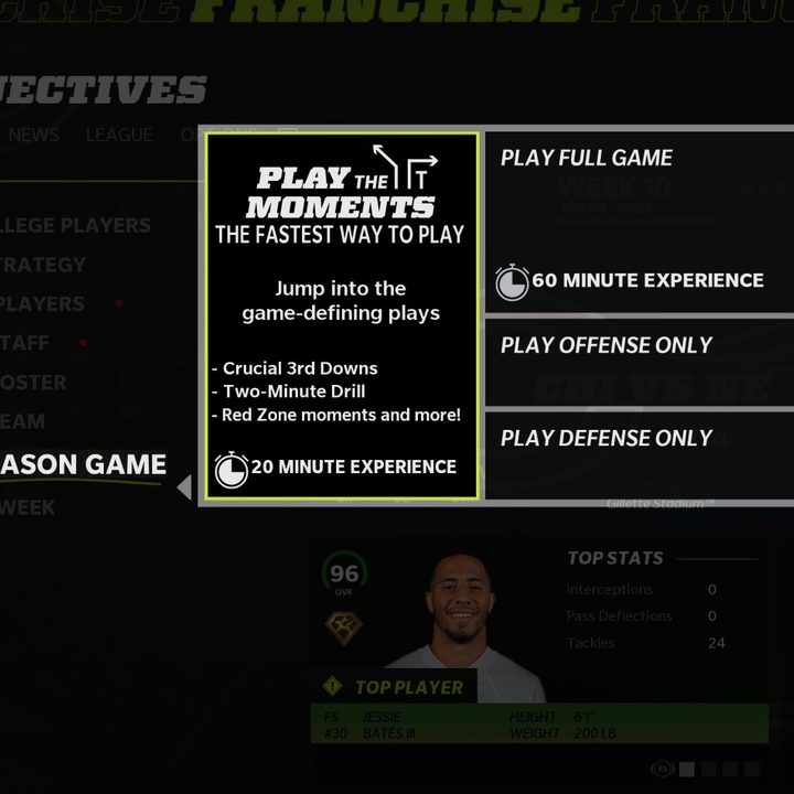Play the moments in Madden 22 for the best results.