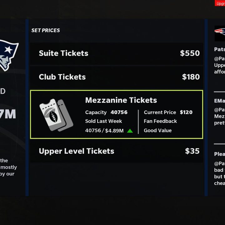 Setting good ticket prices in Madden 22.