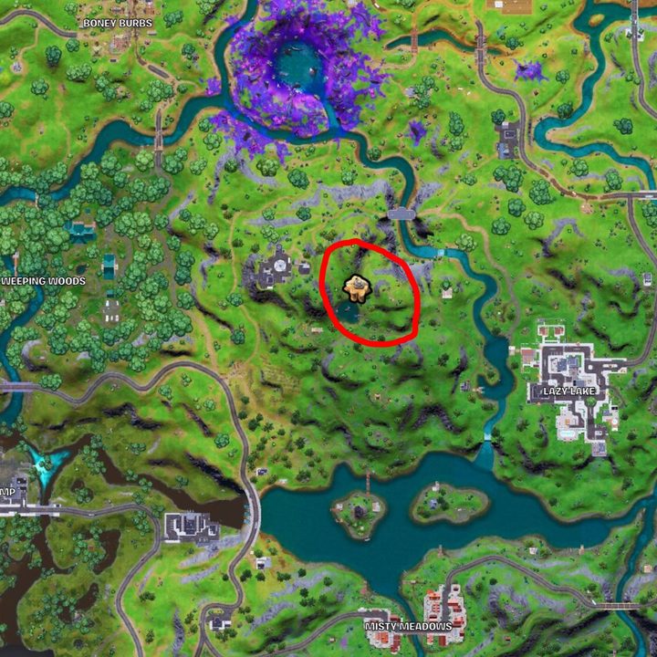 Map of Marigold's message in Fortnite.
