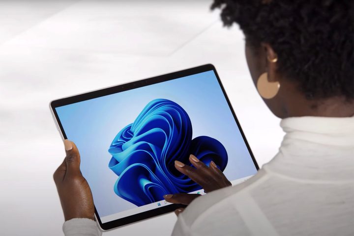 The Microsoft Surface Pro 8 in tablet mode.