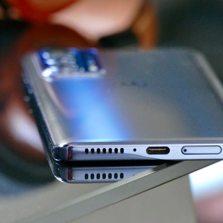 Charging port on the Moto Edge 20 Pro.