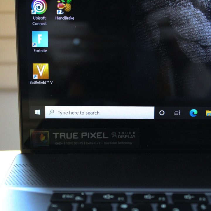 An up-close view of the MSI Creator Z16's display.