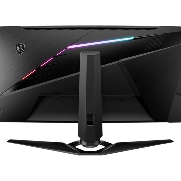 The MSI MEG381CQR Plus gaming monitor from the back.