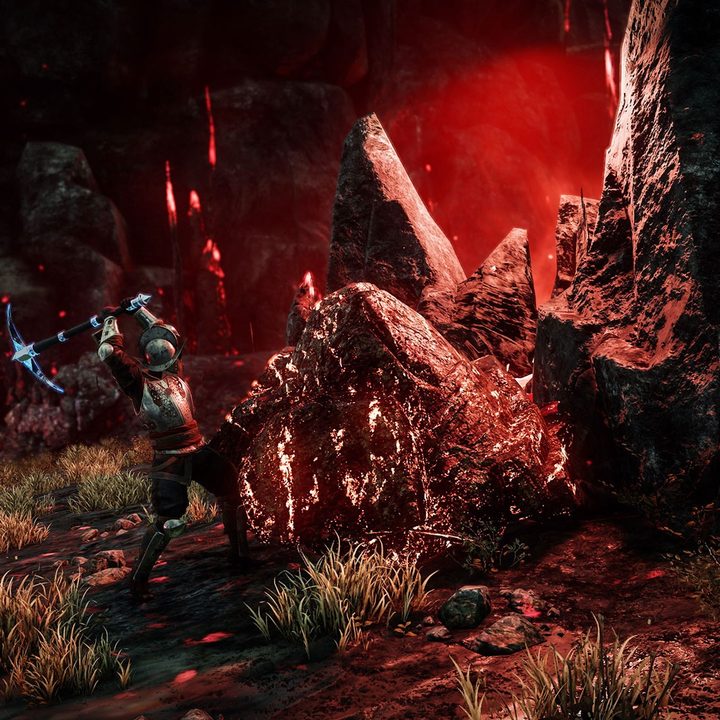 New World player gathering resources.