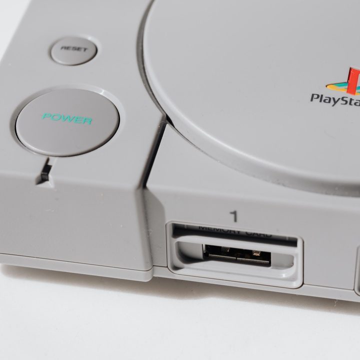 Original PlayStation console close up.